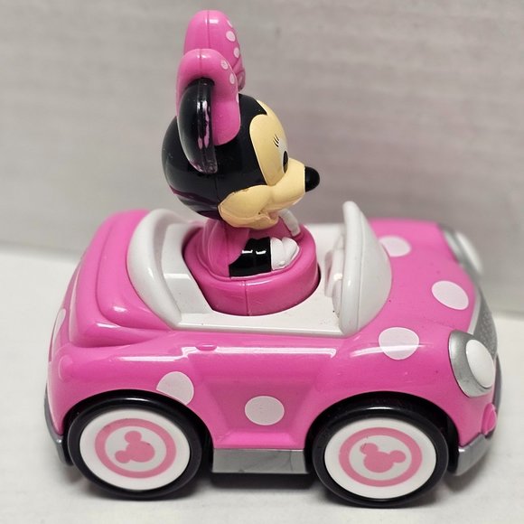 Disney Pink White Polka Dot Minnie Mouse Car Toy Push Go Racer - Picture 7 of 7